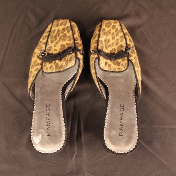 Leopard Print Heels Women's Size 9.5 M RAMPAGE Trix Slip on Kitten Heel Shoes - Picture 2 of 10